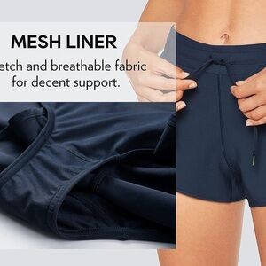 CRZ YOGA Athletic Shorts for Women with Zip Pocket, 2.5"/4" Mid Waist Mesh